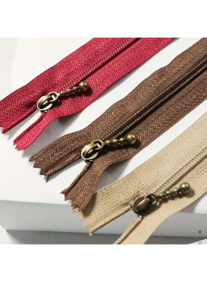 Pink 10pcs 15cm 5 9in Bead Embellished Copper Zipper Ties For DIY Crafts Sewing Supplies - Image 4